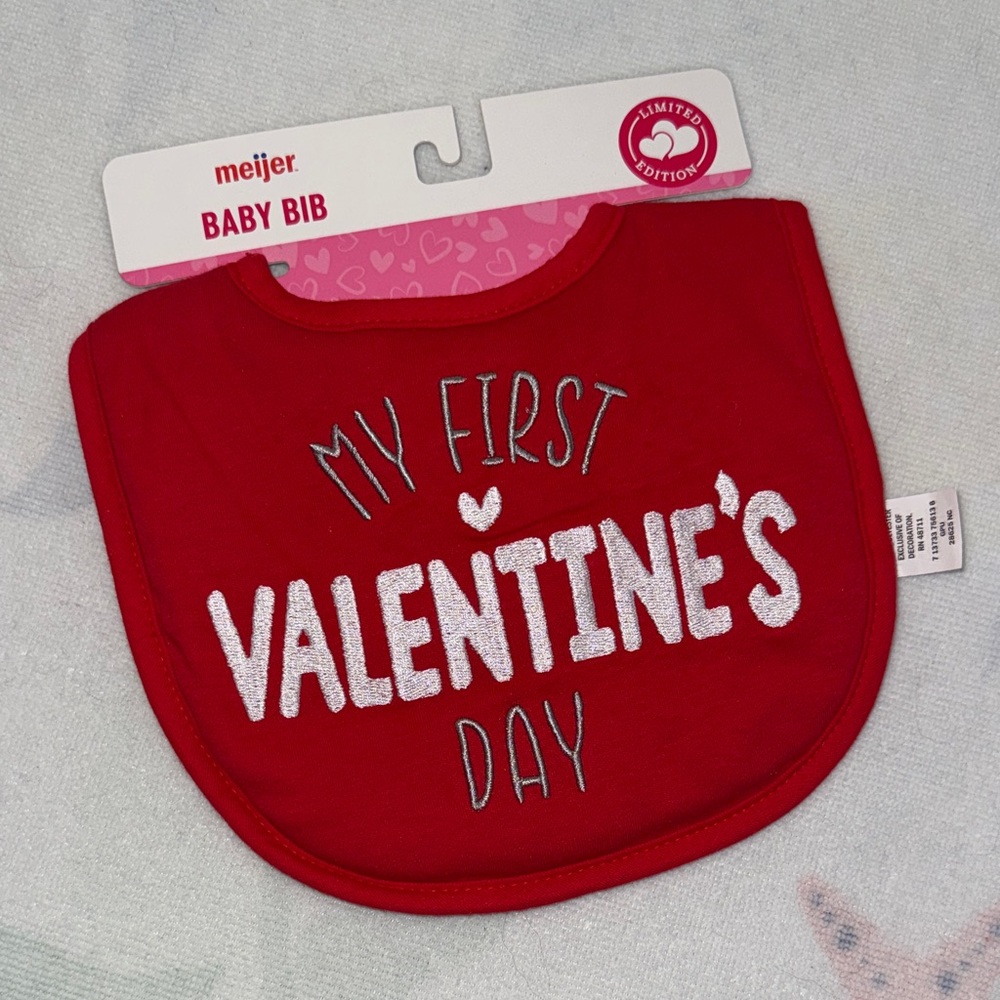 Red Valentine's Day Baby Bib